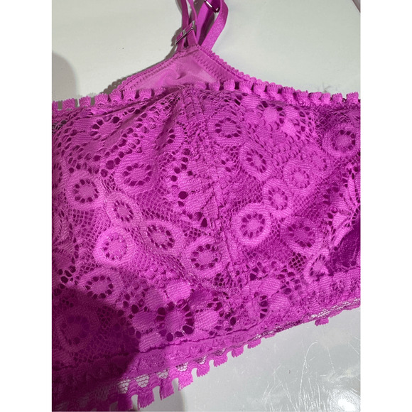 Aerie Pink Wireless Push Up Size 34A Joy Lace Convertible Strap Bra NEW - Picture 5 of 8